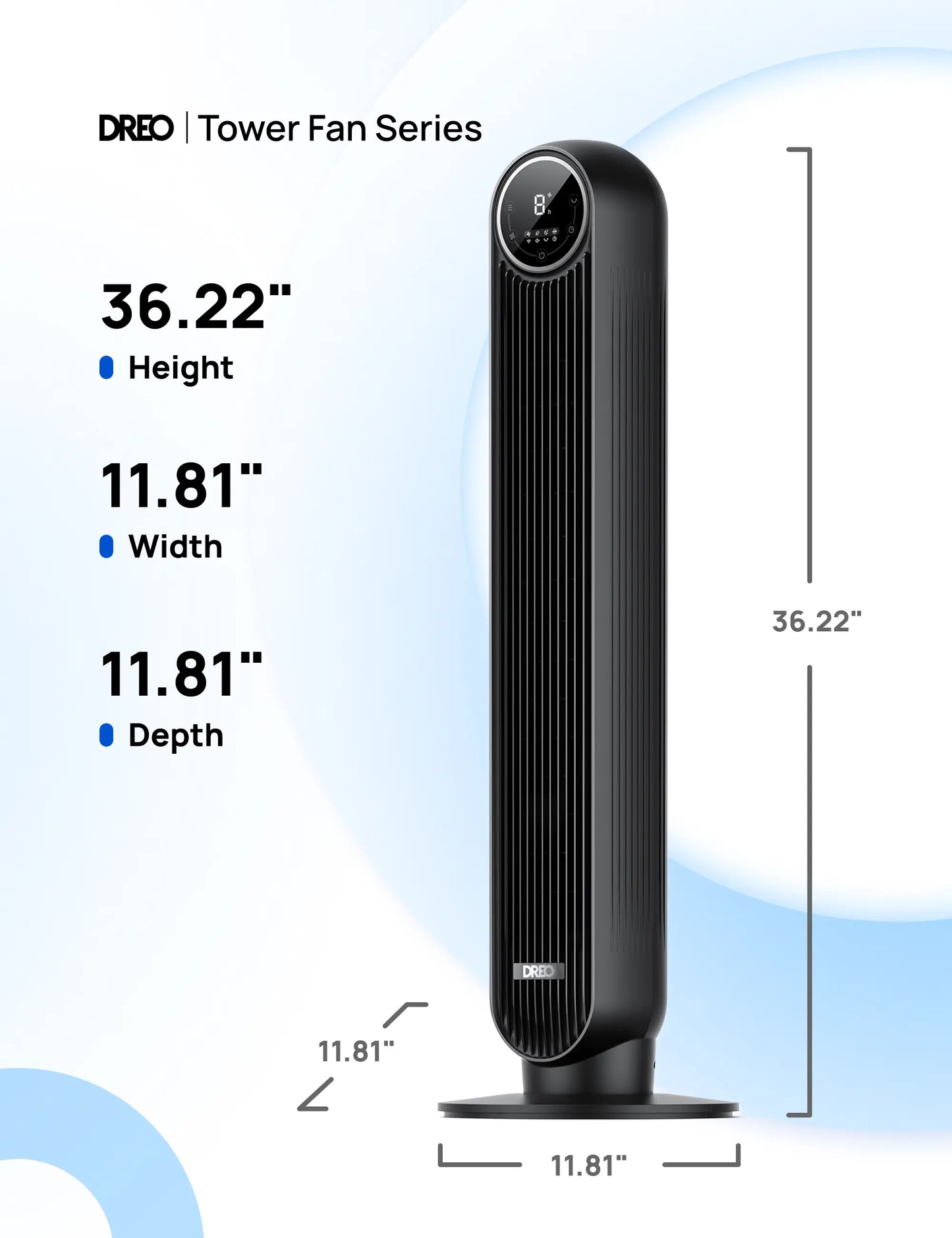 Tower Fan for Bedroom, 2026 Upgraded DC Motor, 28Ft/S High Velocity, 20Db Ultra Quiet Standing Fan, 8 Speeds & 4 Modes, 90° Oscillating Bladeless Floor Fan for Indoor Use, with Remote Control, Black