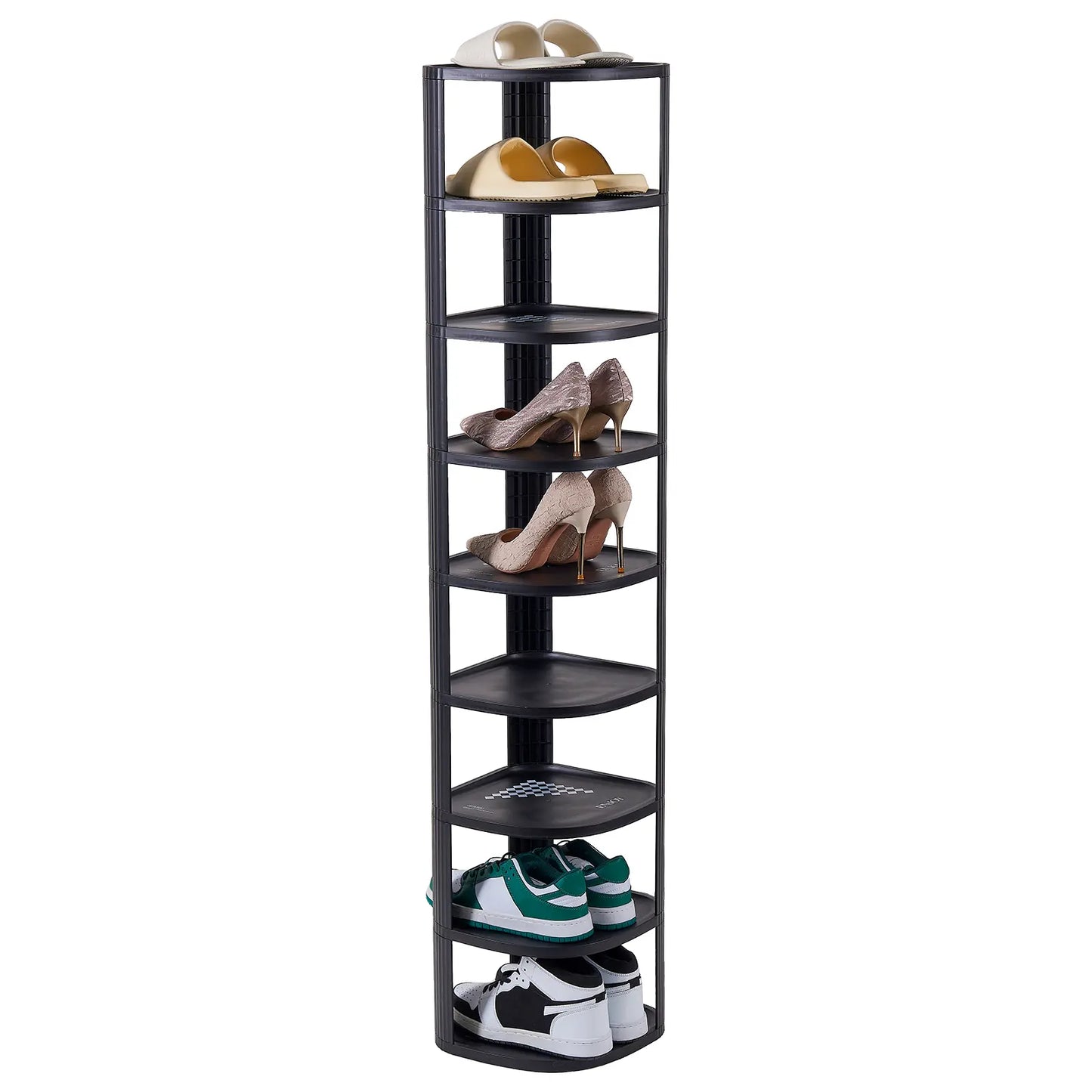 Corner Shoe Rack Stackable Shoe Rack Organizer for Entryway Closet Corner, Free Standing Shoe Rack Shelf, Saving, Curved, off White