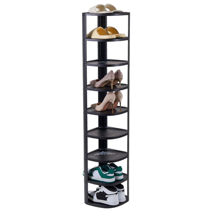 Corner Shoe Rack Stackable Shoe Rack Organizer for Entryway Closet Corner, Free Standing Shoe Rack Shelf, Saving, Curved, off White