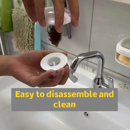 Ceramic Bathroom Sink Stopper Hair Catcher, Universal Pop-Up Sink Drain Filter with Filter Basket, Sink Bounce Stopper