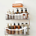 Shower Caddy Basket with Soap Dish Holder and 5 Hooks - Wall-Mounted Adhesive Bathroom Organizer Shelf, Rustproof SUS304 Stainless Steel - Set of 3