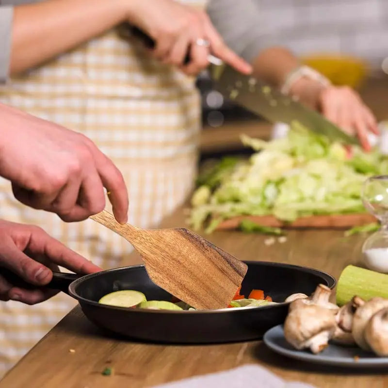 5Piece Premium Wood Kitchenware Set with Ergonomic Handles Purely Natural Eco-Friendly Material- Includes Spoon, Tablespoon and Sauté Spatula