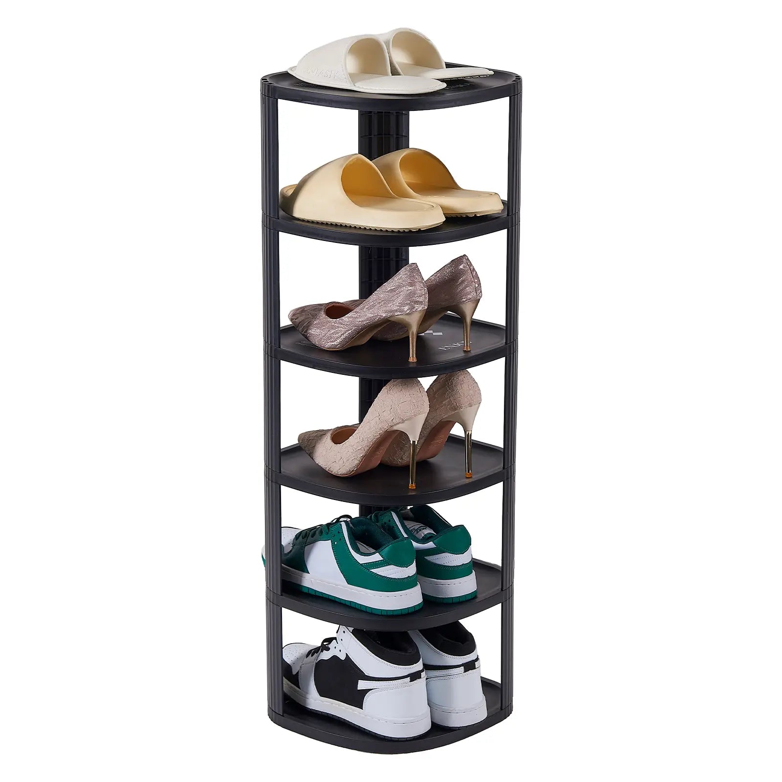 Corner Shoe Rack Stackable Shoe Rack Organizer for Entryway Closet Corner, Free Standing Shoe Rack Shelf, Saving, Curved, off White