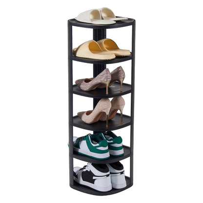 Corner Shoe Rack Stackable Shoe Rack Organizer for Entryway Closet Corner, Free Standing Shoe Rack Shelf, Saving, Curved, off White