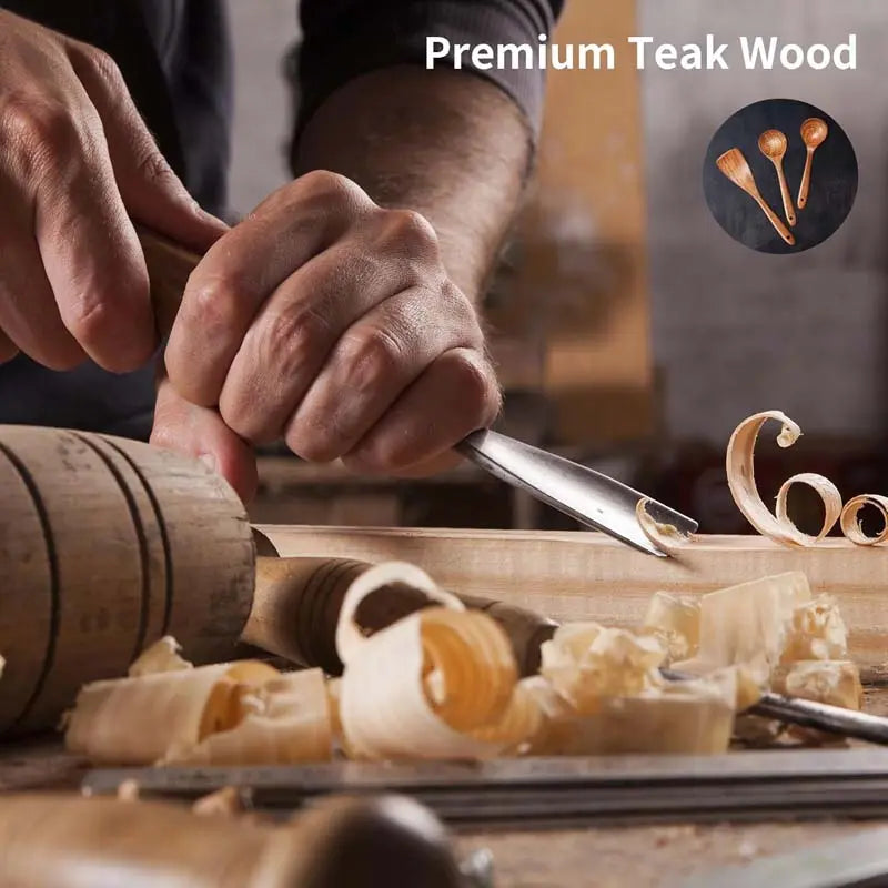 5Piece Premium Wood Kitchenware Set with Ergonomic Handles Purely Natural Eco-Friendly Material- Includes Spoon, Tablespoon and Sauté Spatula