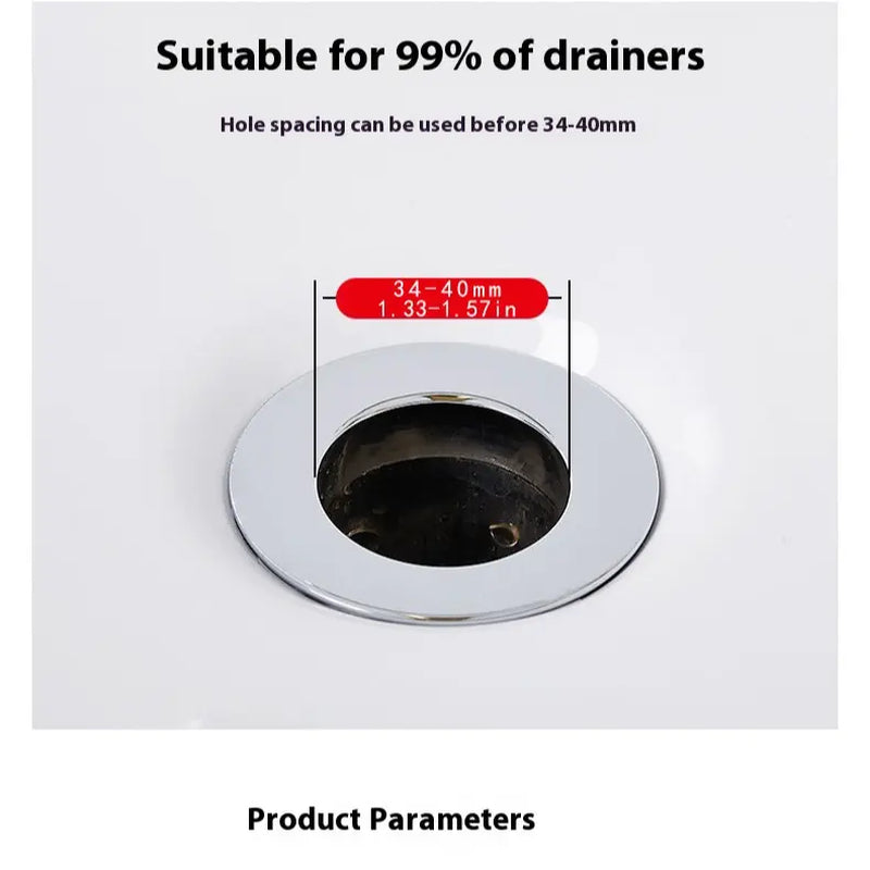 Ceramic Bathroom Sink Stopper Hair Catcher, Universal Pop-Up Sink Drain Filter with Filter Basket, Sink Bounce Stopper