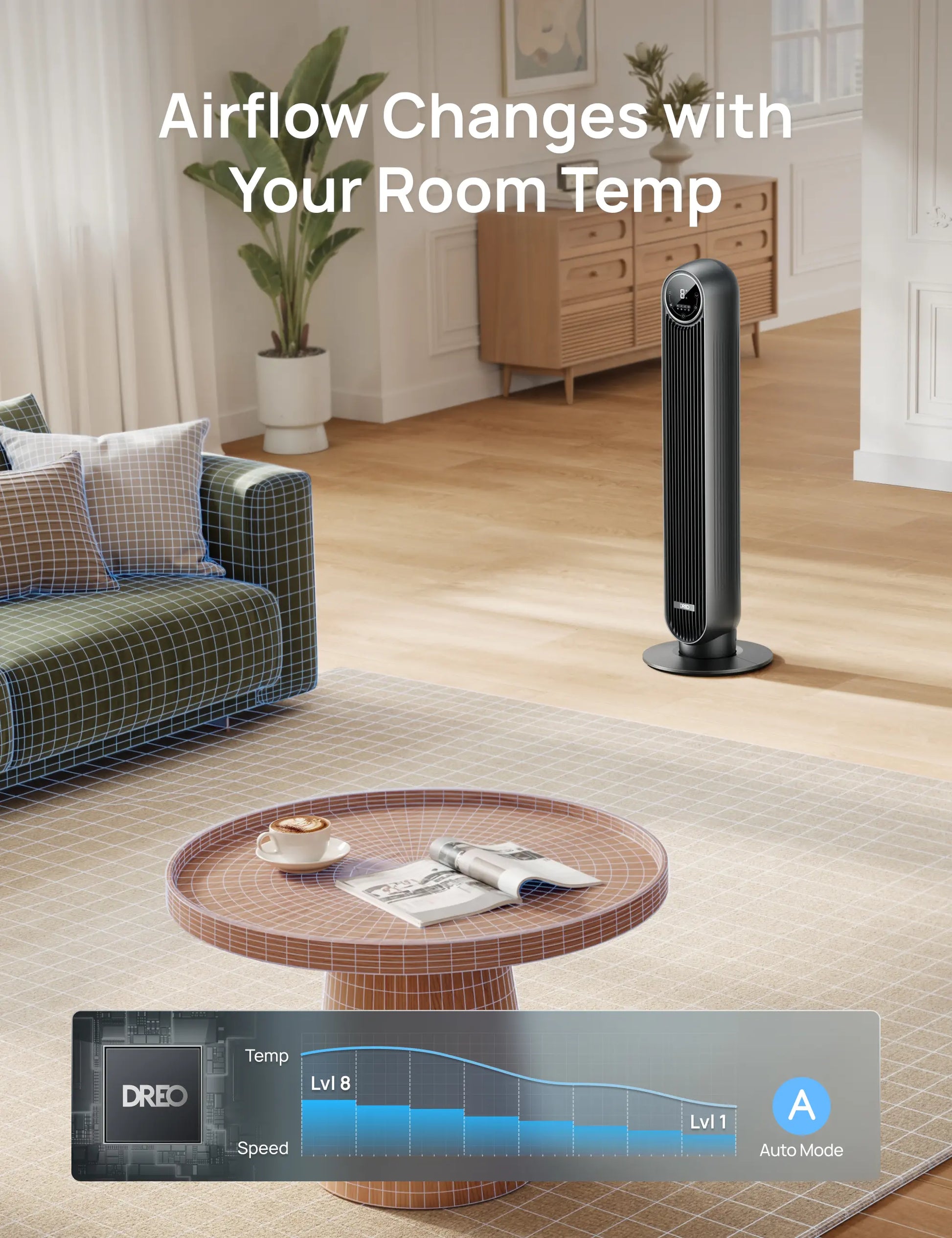 Tower Fan for Bedroom, 2026 Upgraded DC Motor, 28Ft/S High Velocity, 20Db Ultra Quiet Standing Fan, 8 Speeds & 4 Modes, 90° Oscillating Bladeless Floor Fan for Indoor Use, with Remote Control, Black