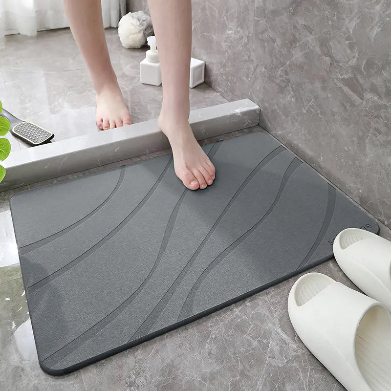 Luxory self drying floor mat - Quick Dry Stone Bathroom Mat (Waves)