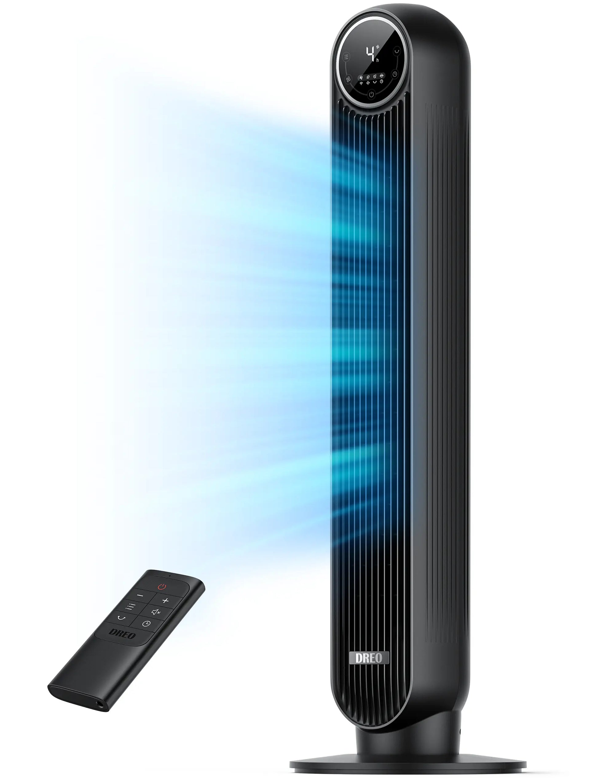 Tower Fan for Bedroom, 2026 Upgraded DC Motor, 28Ft/S High Velocity, 20Db Ultra Quiet Standing Fan, 8 Speeds & 4 Modes, 90° Oscillating Bladeless Floor Fan for Indoor Use, with Remote Control, Black