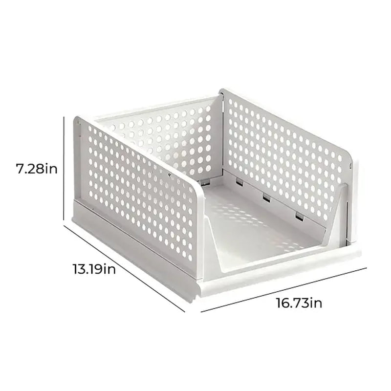 5 Pack Stackable Wardrobe Organizer Baskets, Pull-Out Drawer Design for Clothes, Pantry & Bathroom Organization