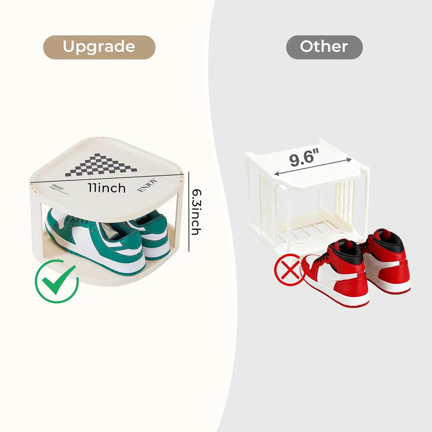 Corner Shoe Rack Stackable Shoe Rack Organizer for Entryway Closet Corner, Free Standing Shoe Rack Shelf, Saving, Curved, off White