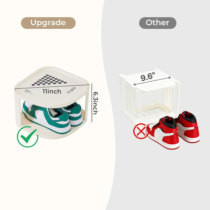 Corner Shoe Rack Stackable Shoe Rack Organizer for Entryway Closet Corner, Free Standing Shoe Rack Shelf, Saving, Curved, off White