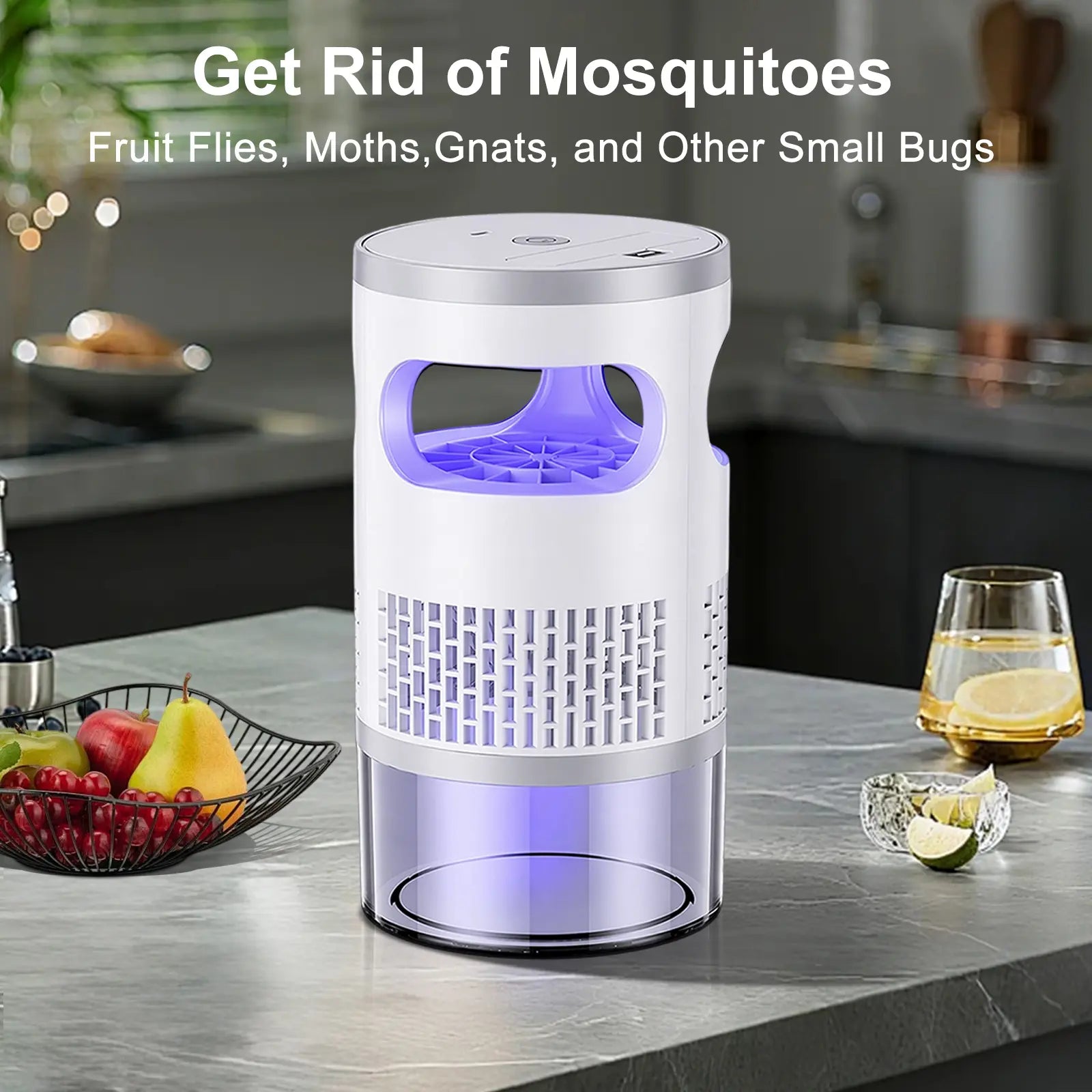 Indoor Insect Trap with Light and Suction Non Zapper Flying Bug Catcher for Mosquitoes Fruit Flies Gnats and Moths for Home Use