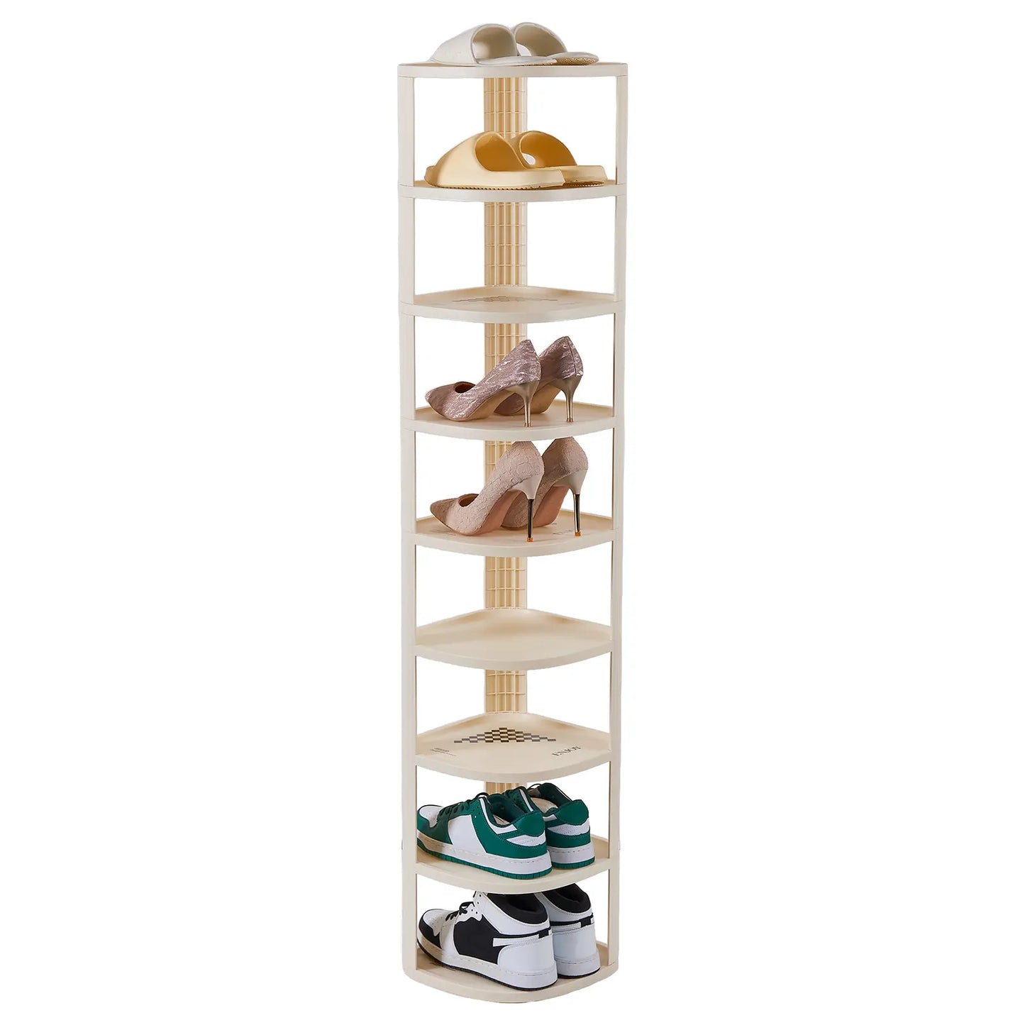 Corner Shoe Rack Stackable Shoe Rack Organizer for Entryway Closet Corner, Free Standing Shoe Rack Shelf, Saving, Curved, off White